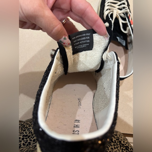 GOLDEN GOOSE Super-Star distressed glittered leather suede slip-on sneakers 41 - Picture 8 of 17